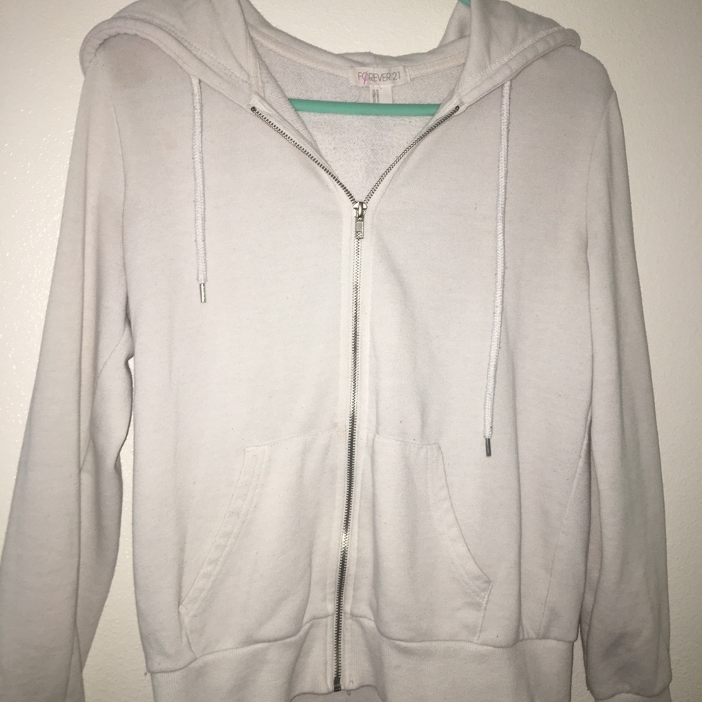White zip up sweater